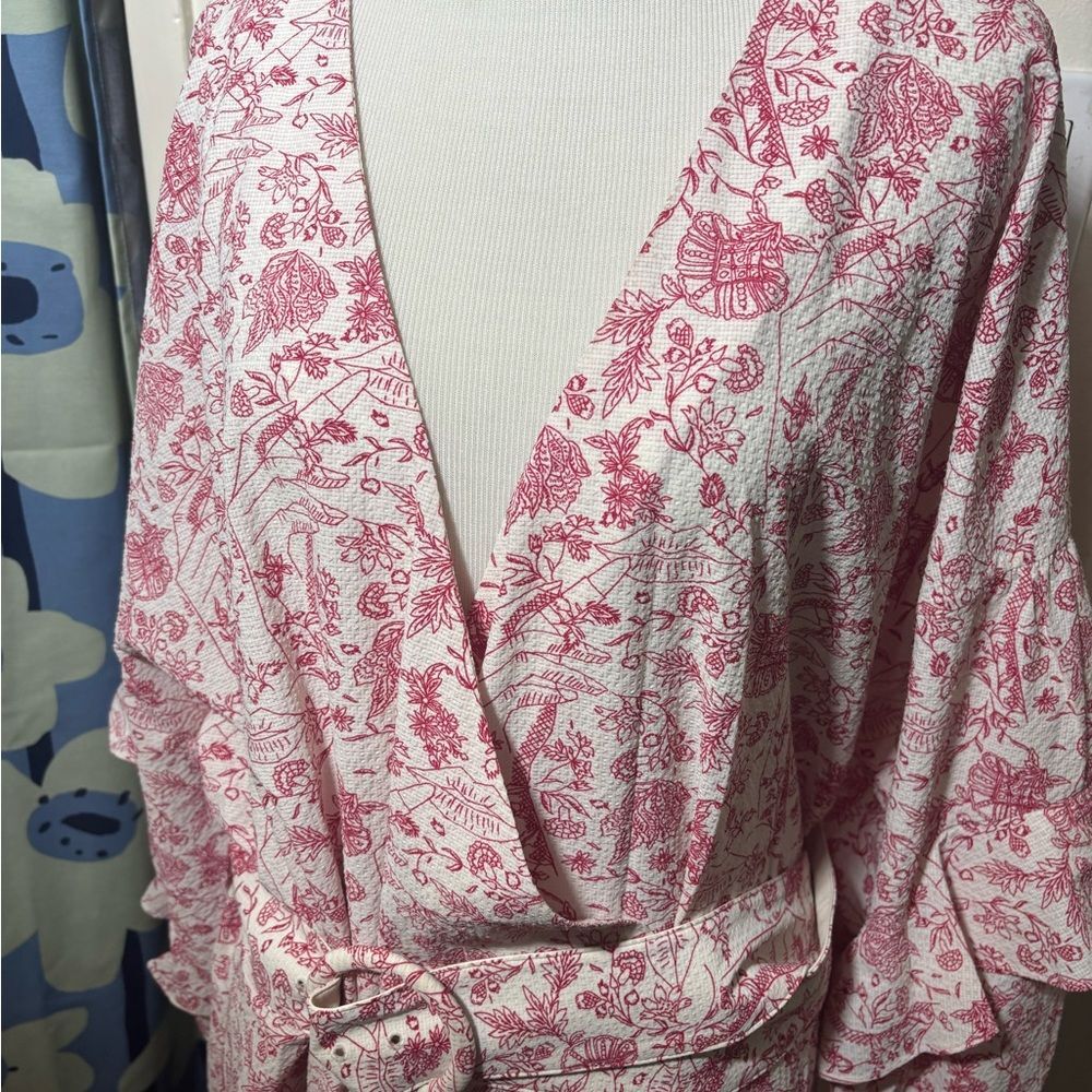 Ted Baker Size 14 / 6 Daritaa Floral Embroidered Wrap midi Dress large cottage - Picture 4 of 7